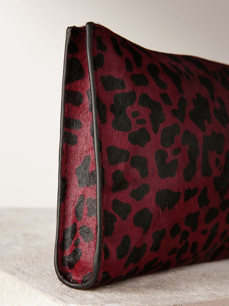 Red Leather Structured Clutch Bag - Image 11 of 11
