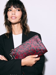Red Leather Structured Clutch Bag - Image 2 of 11