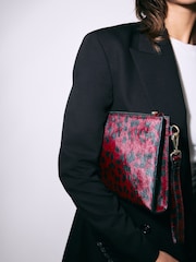 Red Leather Structured Clutch Bag - Image 4 of 11