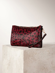 Red Leather Structured Clutch Bag - Image 8 of 11