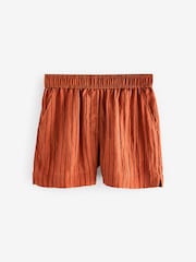 Marron rouille - Short texturé et froissé à taille élastiquée - Image 4 de 6