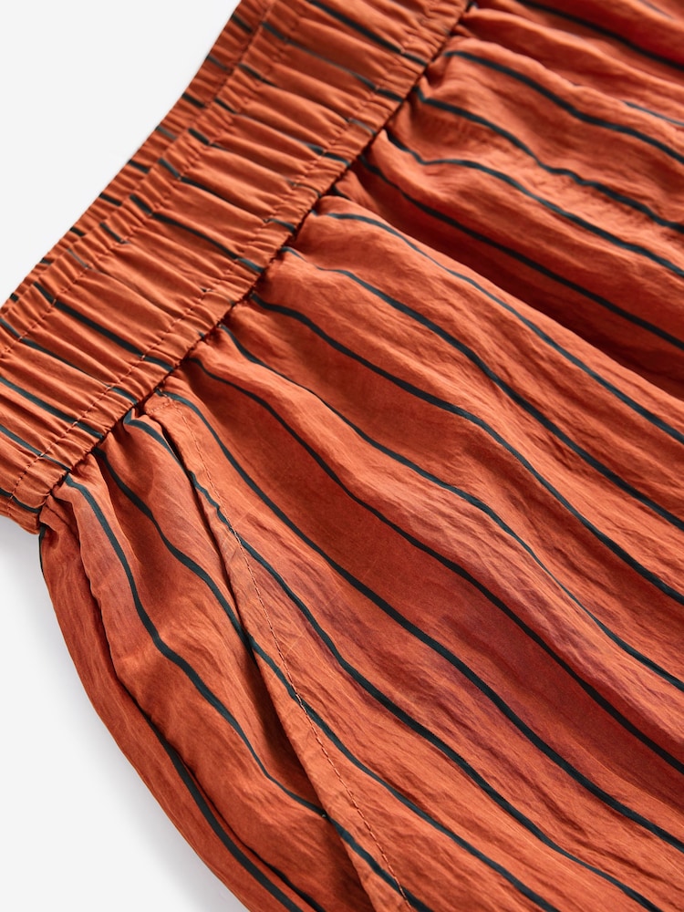 Rust Brown Textured Crinkle Elasticated Waist Shorts - Image 5 of 6