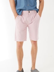 FatFace Pink Oxford Flat Front Shorts - Image 1 of 4