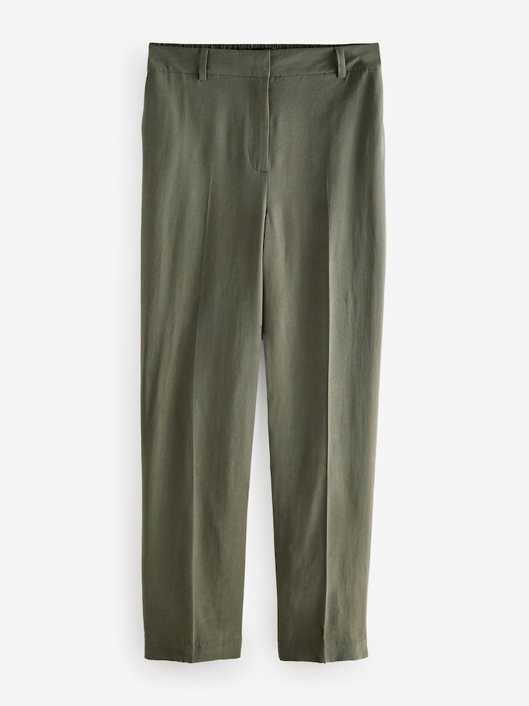 Verde - Elastic Back Straight Leg Modal Trousers - Imagen 1 de 1