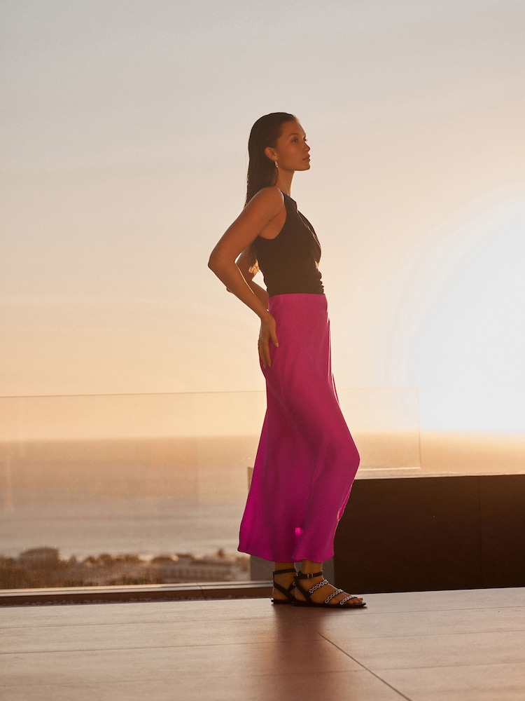 Rose - Jupe Midi Satin - Image 4 of 8
