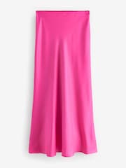 Pink Satin Midi Skirt - Image 6 of 8