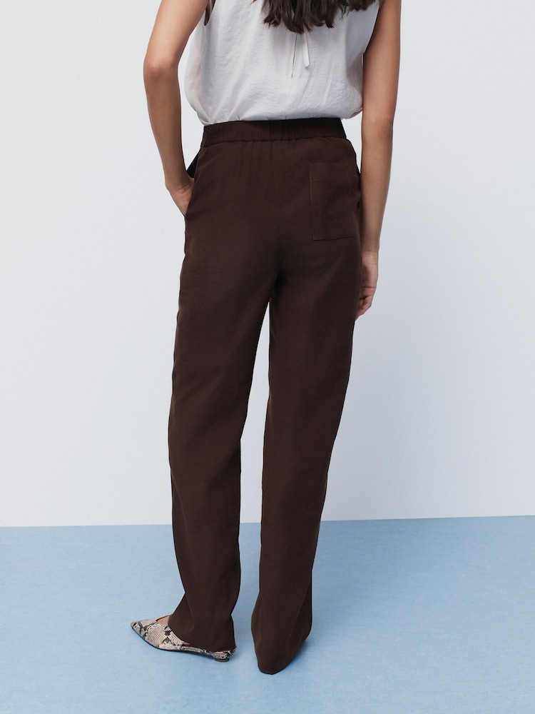 Brown Elastic Back Straight Leg Modal Trousers - Image 2 of 7