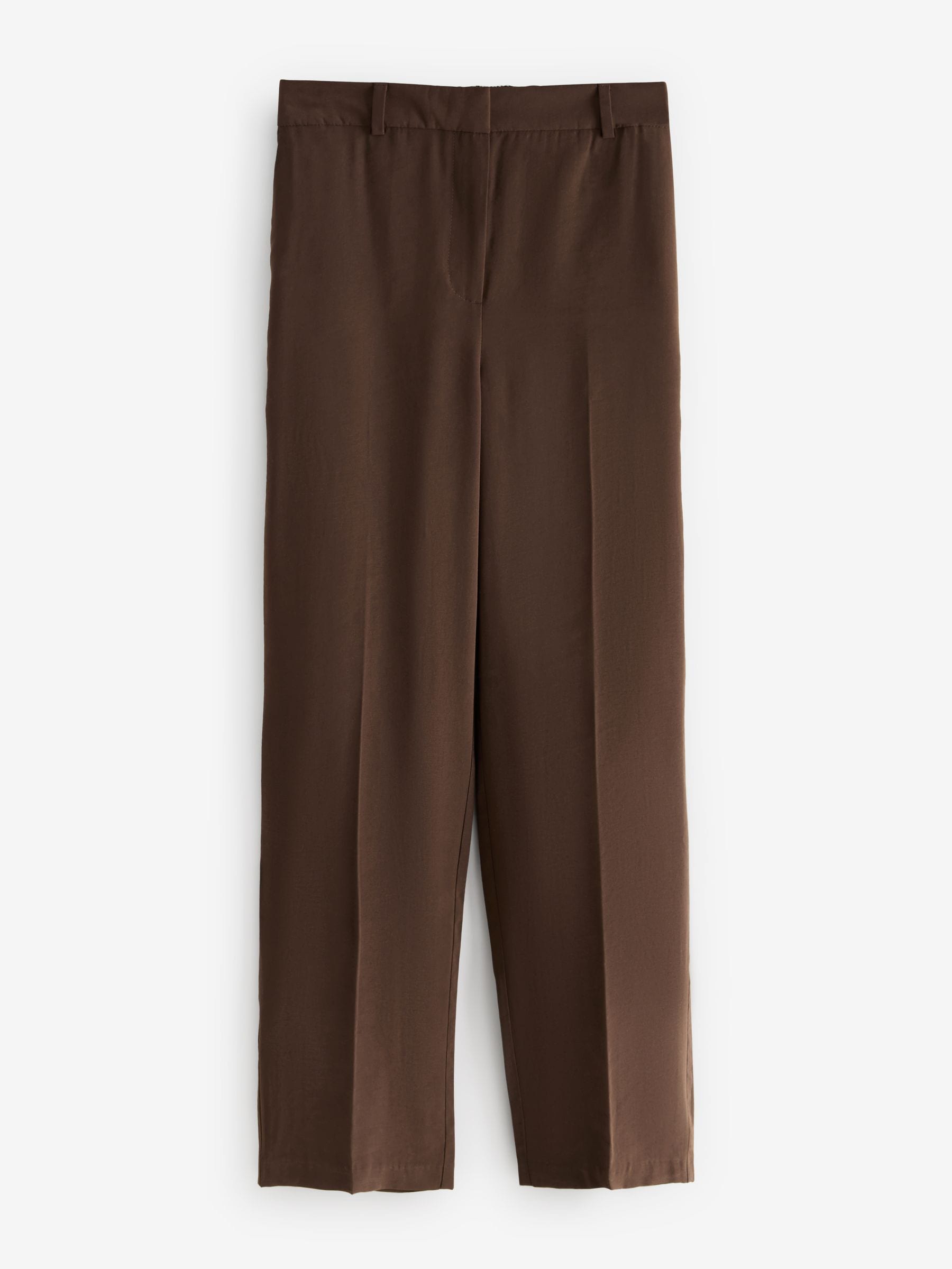 Buy Brown Elastic Back Straight Leg Modal Trousers from Next USA
