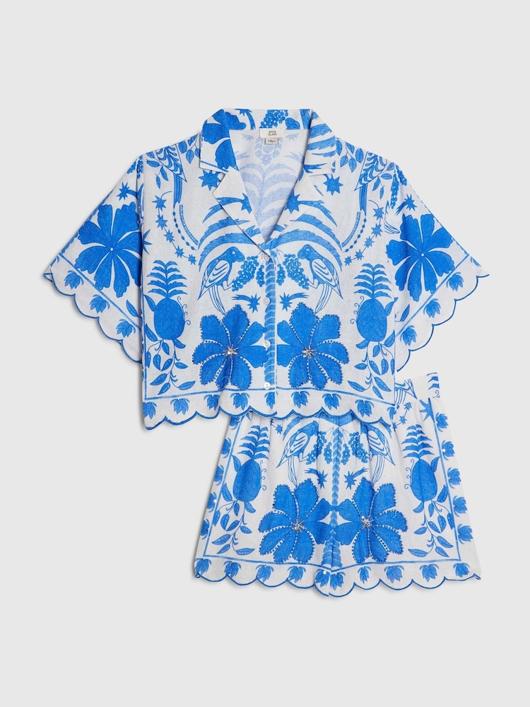 River Island Blue Parrot Shirt & Short Set - Image 1 of 4