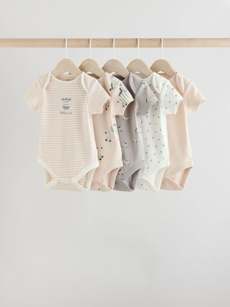 Graues Zebramuster - Baby Kurzarmbodys 100 % Baumwolle 5er-Pack - Image 1 of 13