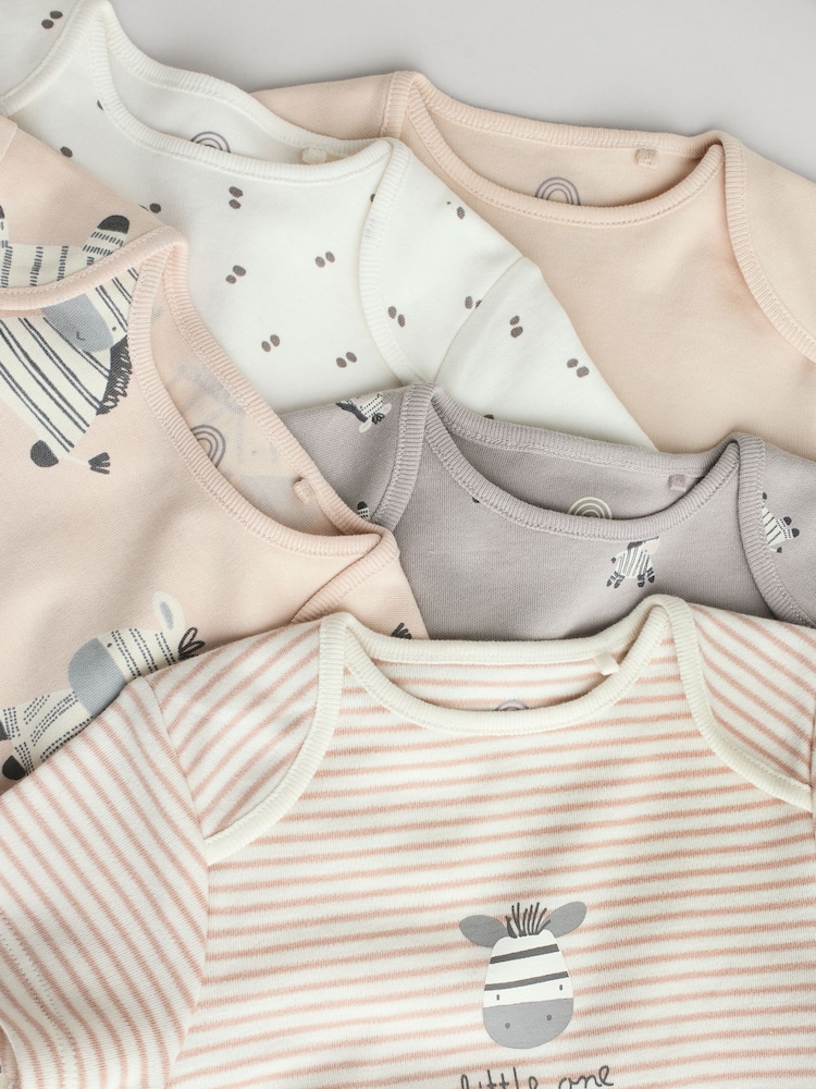 Graues Zebramuster - Baby Kurzarmbodys 100 % Baumwolle 5er-Pack - Image 10 of 13