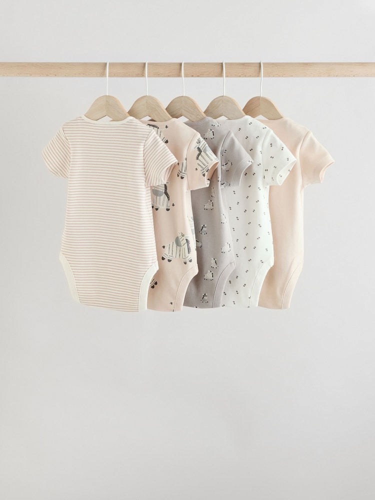 Graues Zebramuster - Baby Kurzarmbodys 100 % Baumwolle 5er-Pack - Image 2 of 13