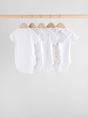 White Baby Animal Print Short Sleeve Bodysuits 5 Pack - Image 2 of 13