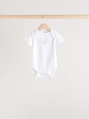 White Baby Animal Print Short Sleeve Bodysuits 5 Pack - Image 3 of 13