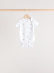 White Baby Animal Print Short Sleeve Bodysuits 5 Pack - Image 4 of 13