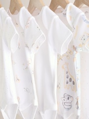 White Baby Animal Print Short Sleeve Bodysuits 5 Pack - Image 5 of 13