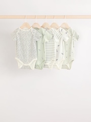 Mint Green Baby Short Sleeve Bodysuits 5 Pack - Image 1 of 12