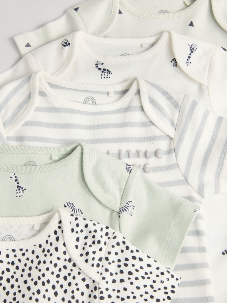 Mint Green Baby Short Sleeve Bodysuits 5 Pack - Image 12 of 12