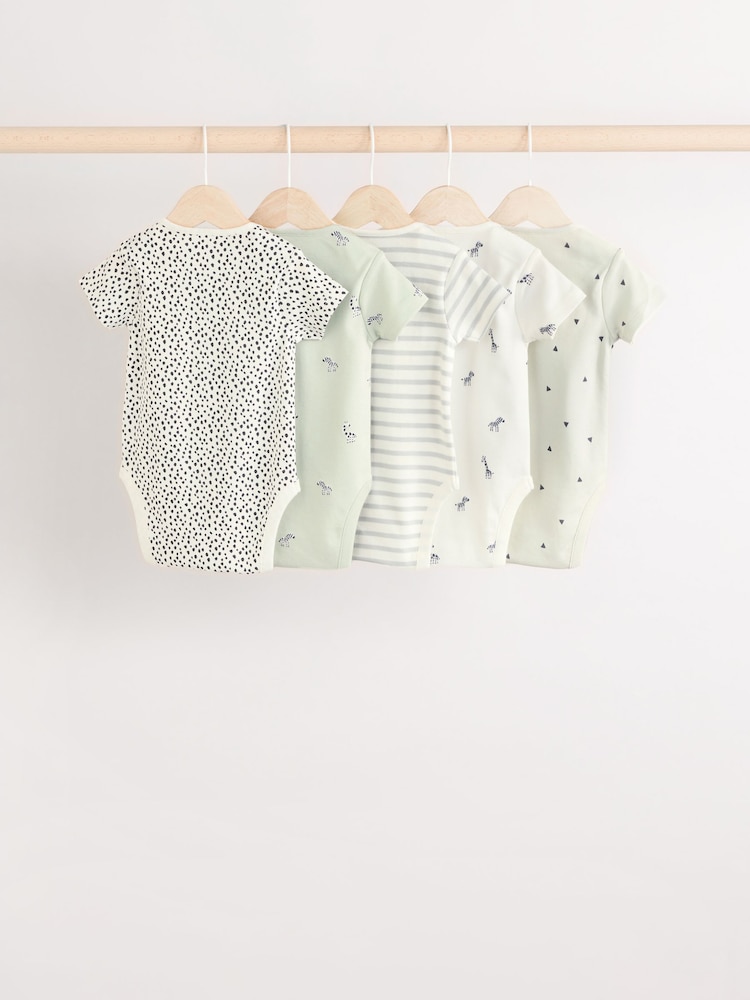 Mint Green Baby Short Sleeve Bodysuits 5 Pack - Image 2 of 12