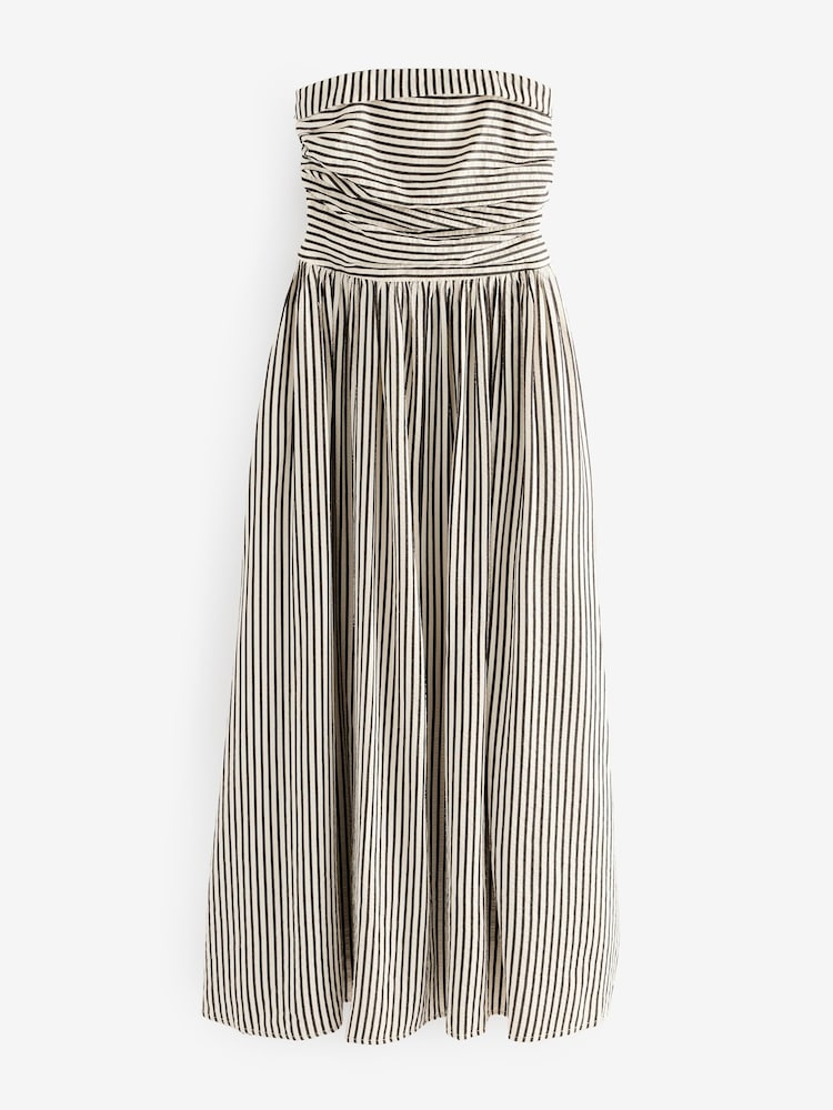 Bande noire/blanche - Robe d'été Mi-long Bandeau Seersucker - Image 1 of 3