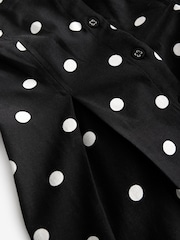 Noir à pois - Col en V Manche bouffante Mini Peignoir avec Lin - Image 3 of 3