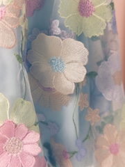 Blue 3D Flower Embroidered Angel Sleeve Occasion Dress (3-16yrs) - Image 10 of 10