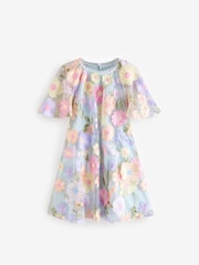 Blue 3D Flower Embroidered Angel Sleeve Occasion Dress (3-16yrs) - Image 6 of 10