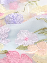 Blue 3D Flower Embroidered Angel Sleeve Occasion Dress (3-16yrs) - Image 9 of 10