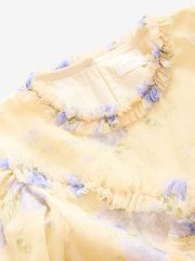 Yellow Floral Cut Out Mesh Printed Occasion Dress (3-16yrs) - Image 8 of 9