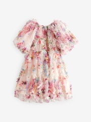 Pink Floral Print Ruffle Mesh Occasion Dress (3-16yrs) - Image 5 of 8