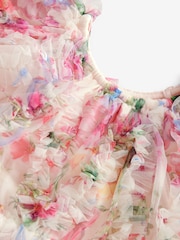 Pink Floral Print Ruffle Mesh Occasion Dress (3-16yrs) - Image 7 of 8