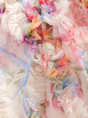 Pink Floral Print Ruffle Mesh Occasion Dress (3-16yrs) - Image 8 of 8