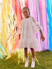 White Tiered Lace Dress (3-16yrs) - Image 1 of 9