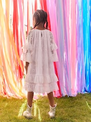 White Tiered Lace Dress (3-16yrs) - Image 3 of 9