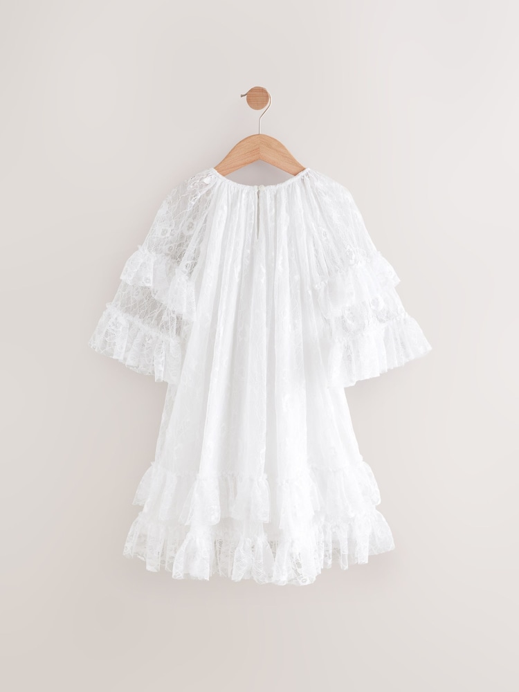 White Tiered Lace Dress (3-16yrs) - Image 7 of 9