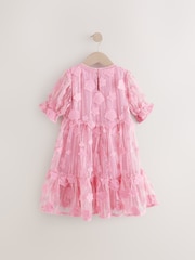 Pink Mesh Flower Sequin Party Dress (3-16yrs) - Image 7 of 9