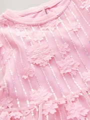 Pink Mesh Flower Sequin Party Dress (3-16yrs) - Image 9 of 9
