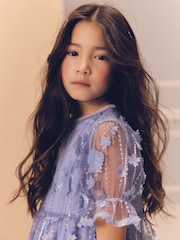 Blue Mesh Flower Sequin Party Dress (3-16yrs) - Image 3 of 4