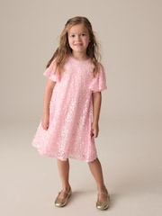 Pink Sparkle Angel Sleeve Sequin Party Dress (3-16yrs) - Image 2 of 9