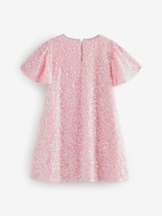 Pink Sparkle Angel Sleeve Sequin Party Dress (3-16yrs) - Image 6 of 9