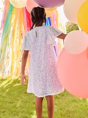 Lilac Purple Sparkle Angel Sleeve Sequin Party Dress (3-16yrs) - Image 3 of 7