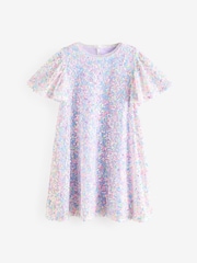 Lilac Purple Sparkle Angel Sleeve Sequin Party Dress (3-16yrs) - Image 4 of 7