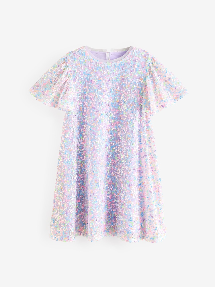 Buy Lilac Purple Sparkle Angel Sleeve Sequin Party Dress (3-16yrs) from  Next Oman