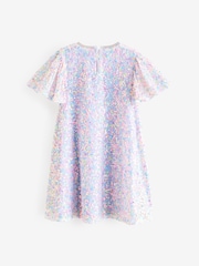 Lilac Purple Sparkle Angel Sleeve Sequin Party Dress (3-16yrs) - Image 5 of 7
