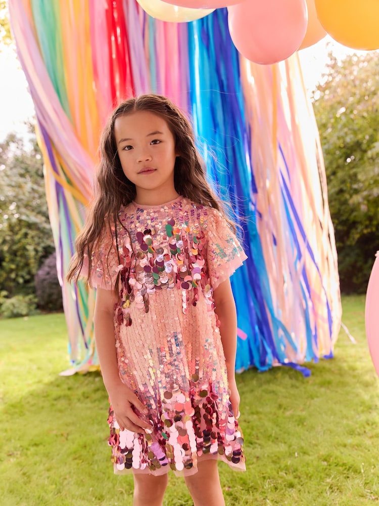 Pink Ombre Angel Sleeve Party Dress (3-14yrs) - Image 1 of 8