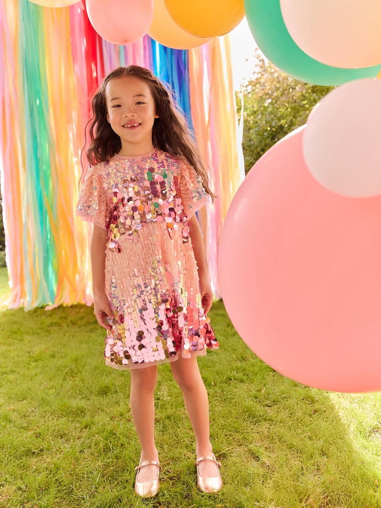 Pink Ombre Angel Sleeve Party Dress (3-14yrs) - Image 2 of 8