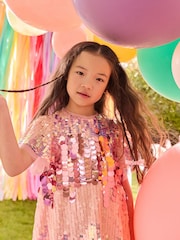 Pink Ombre Angel Sleeve Party Dress (3-14yrs) - Image 4 of 8