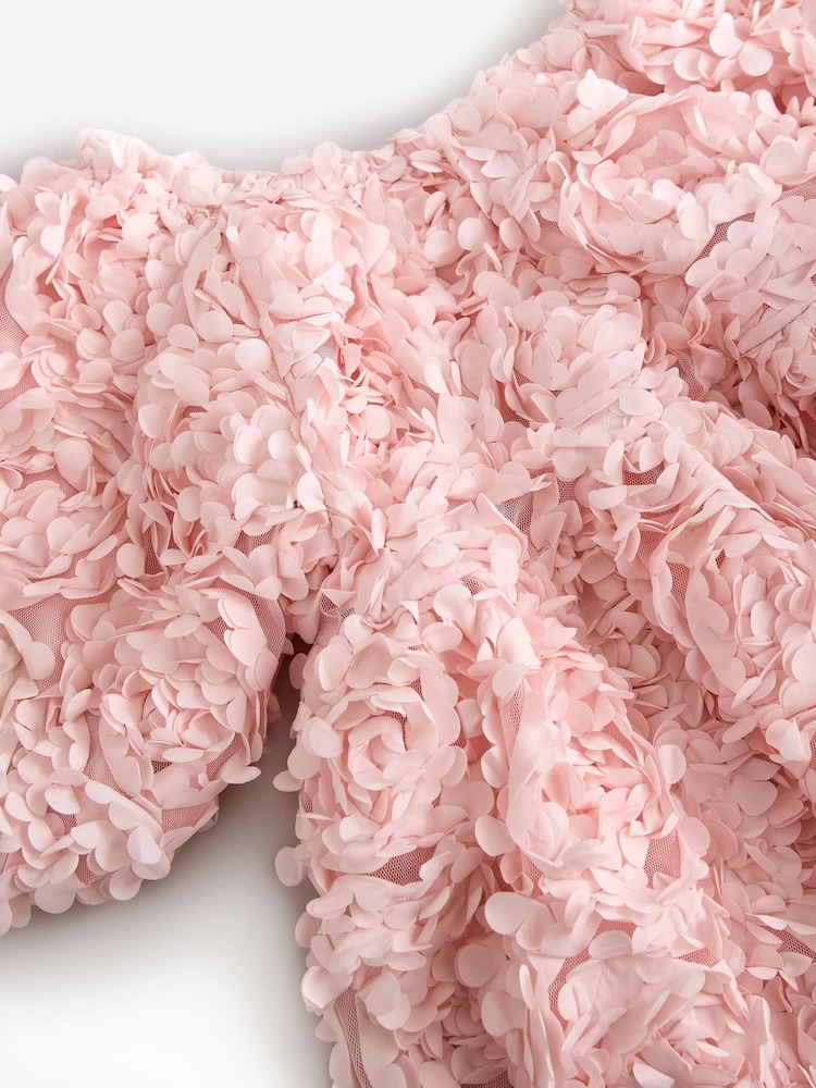 Pink 3D Floral Print Occasion Dress (3-14yrs) - Image 10 of 10