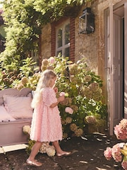 Pink 3D Floral Print Occasion Dress (3-14yrs) - Image 2 of 10