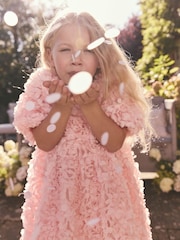Pink 3D Floral Print Occasion Dress (3-14yrs) - Image 3 of 10